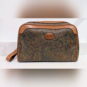 Valentino Brown and Tan Paisley Toiletry Bag
